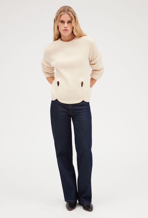 223MATHIEU : Maille & Sweatshirts couleur VANILLE