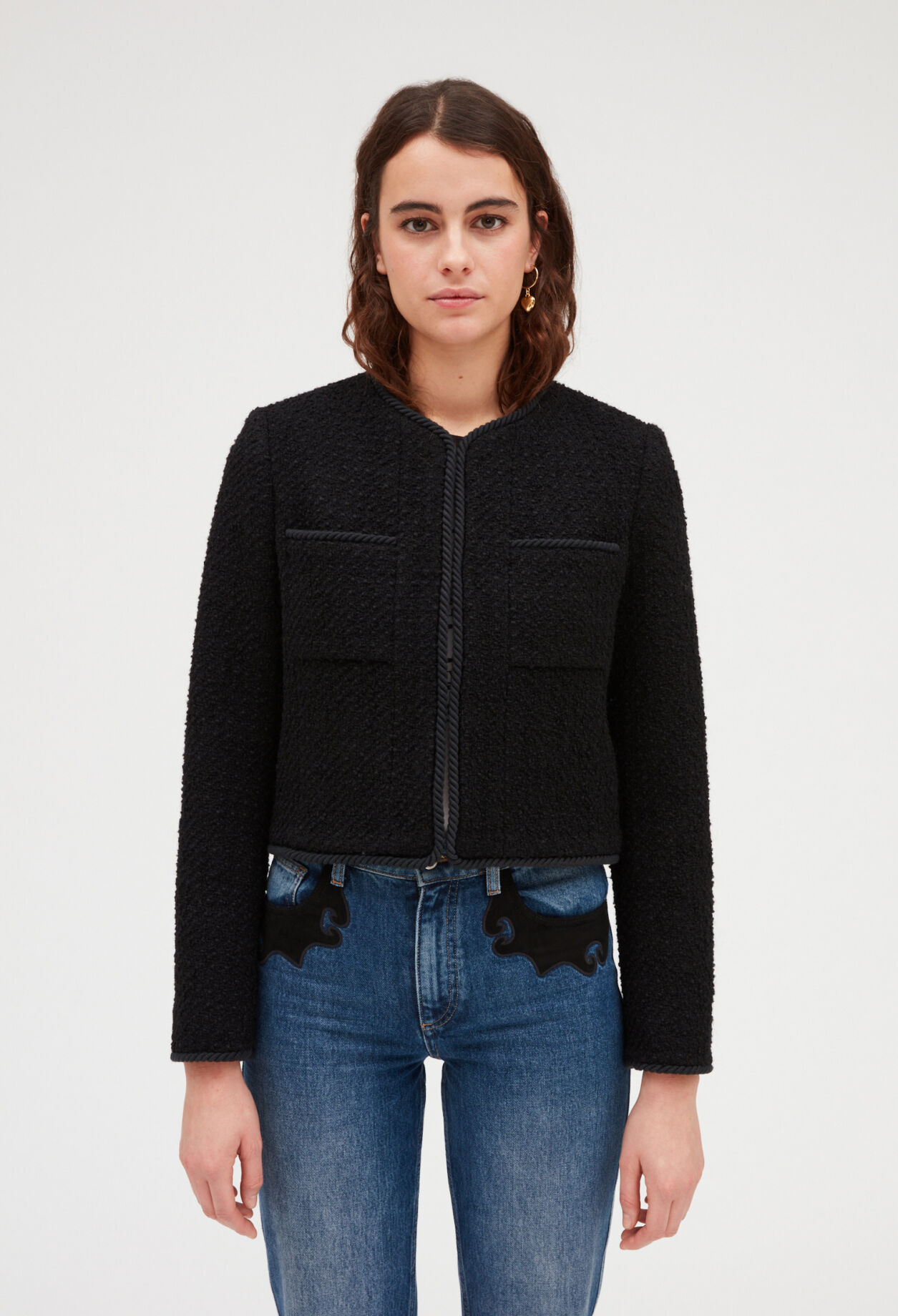 Veste tweed cheap noir
