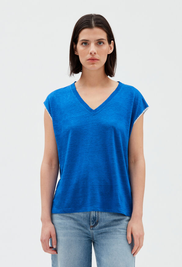 223TAKEAWAY : T-Shirts couleur BLEU SANTORIN