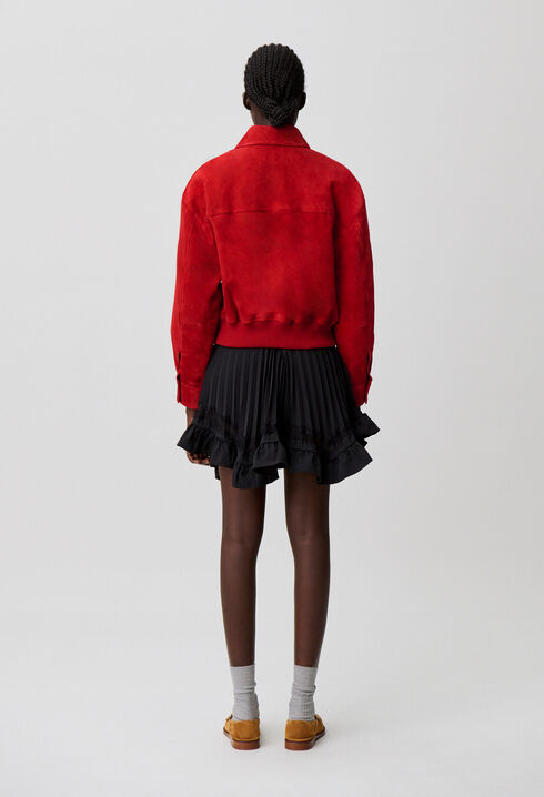 Blouson croute de cuir rouge