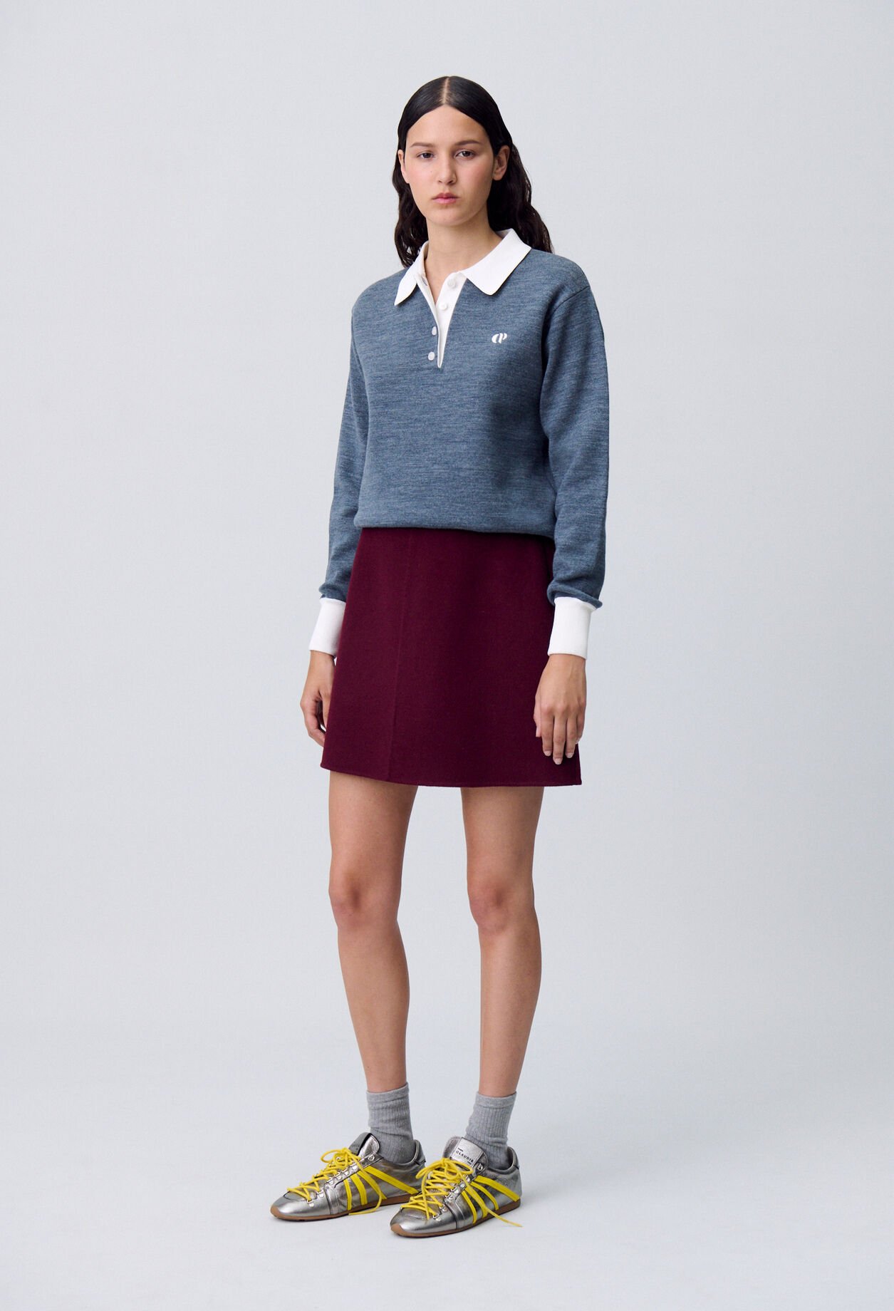 Jupe laine courte droite