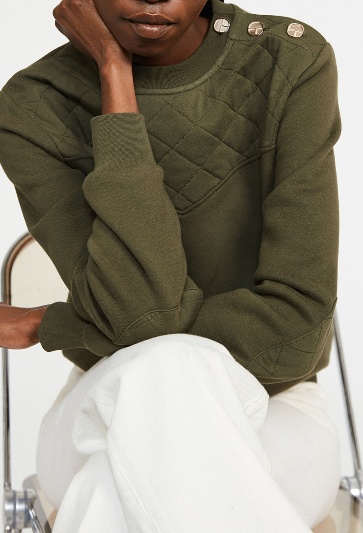 Sweatshirt kaki à manches longues