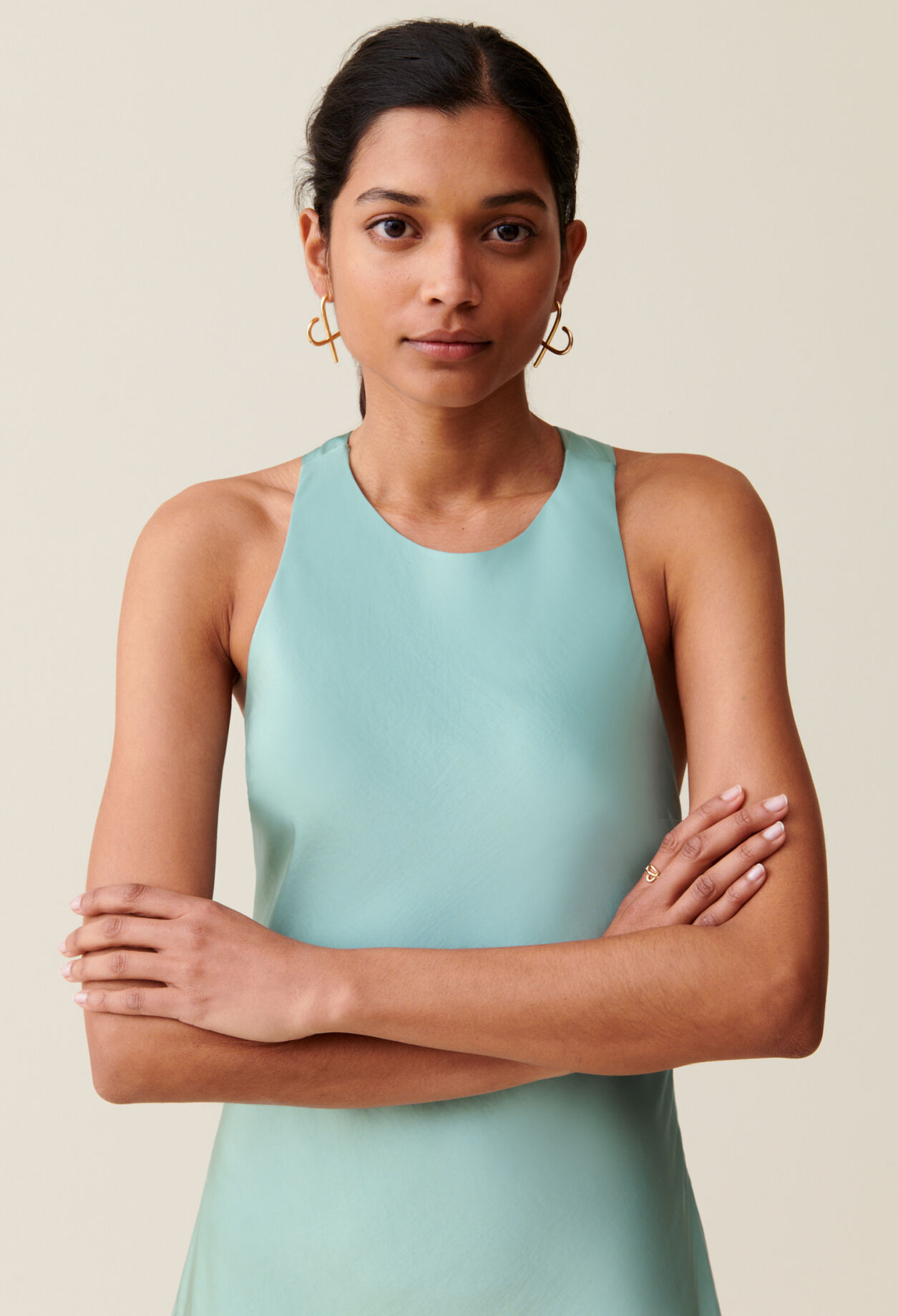 Robe longue satinée