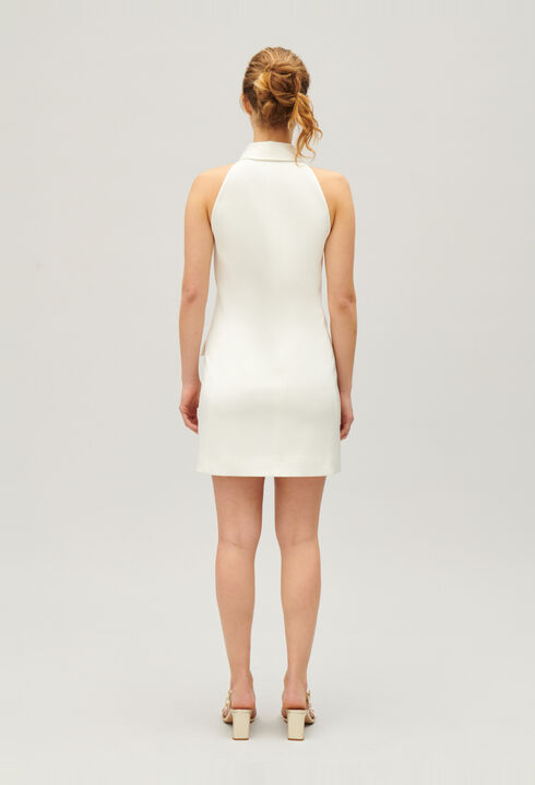 Robe courte satin&eacute;e &eacute;crue