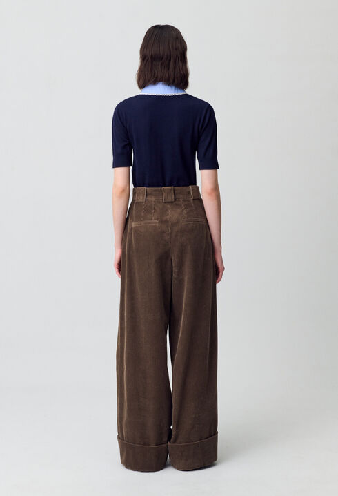 Pantalon large velours