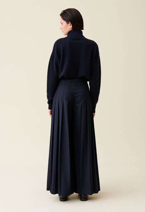 Pantalon plissé ample bleu marine 