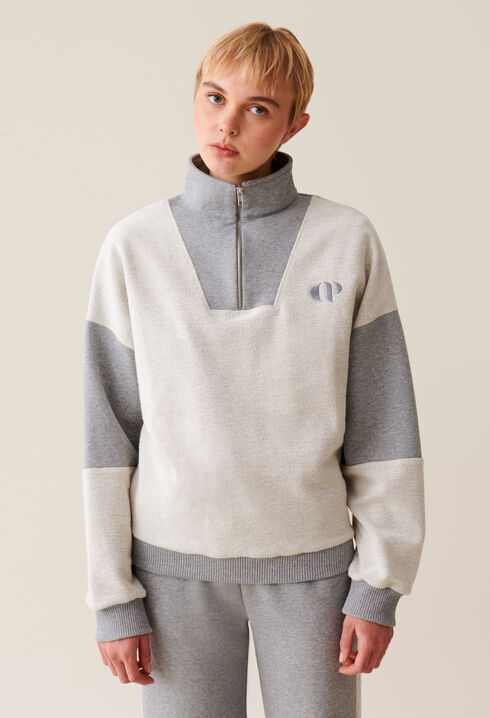 Sweatshirt col montant zippé 