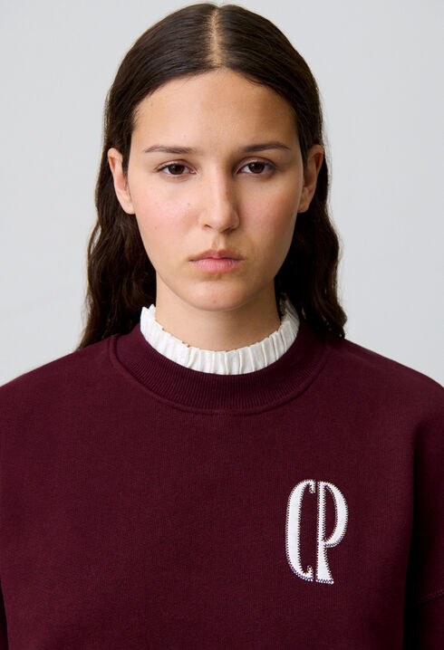Sweat coton col victorien