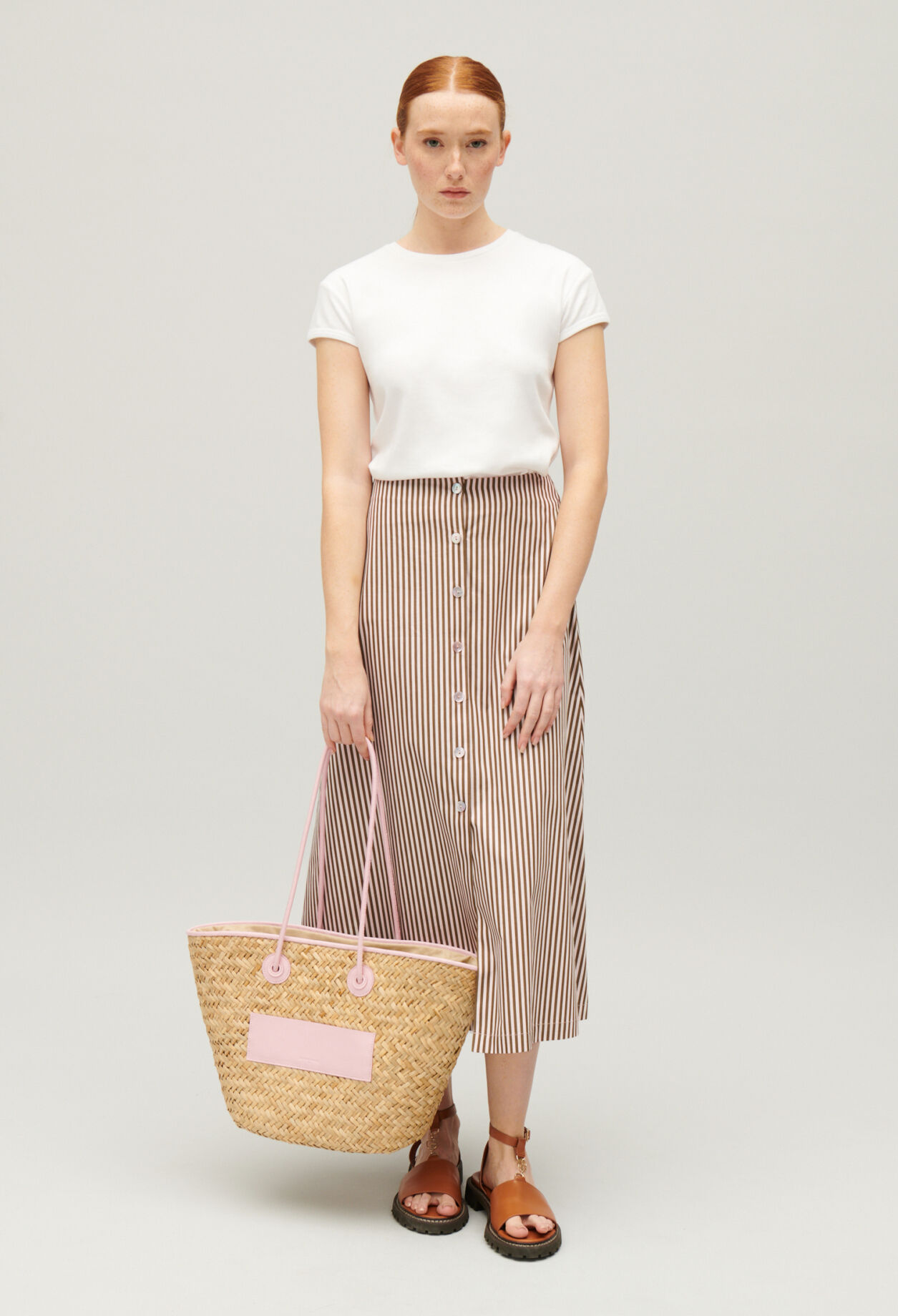 Jupe midi rayures bronze pour femme Claudie Pierlot