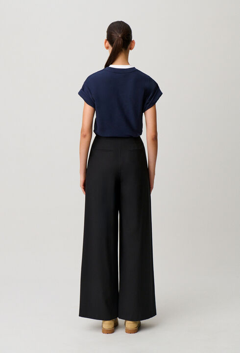 Pantalon large pliss&eacute;