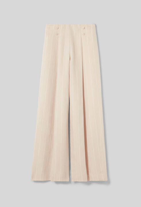 Pantalon tailleur large viscose lin