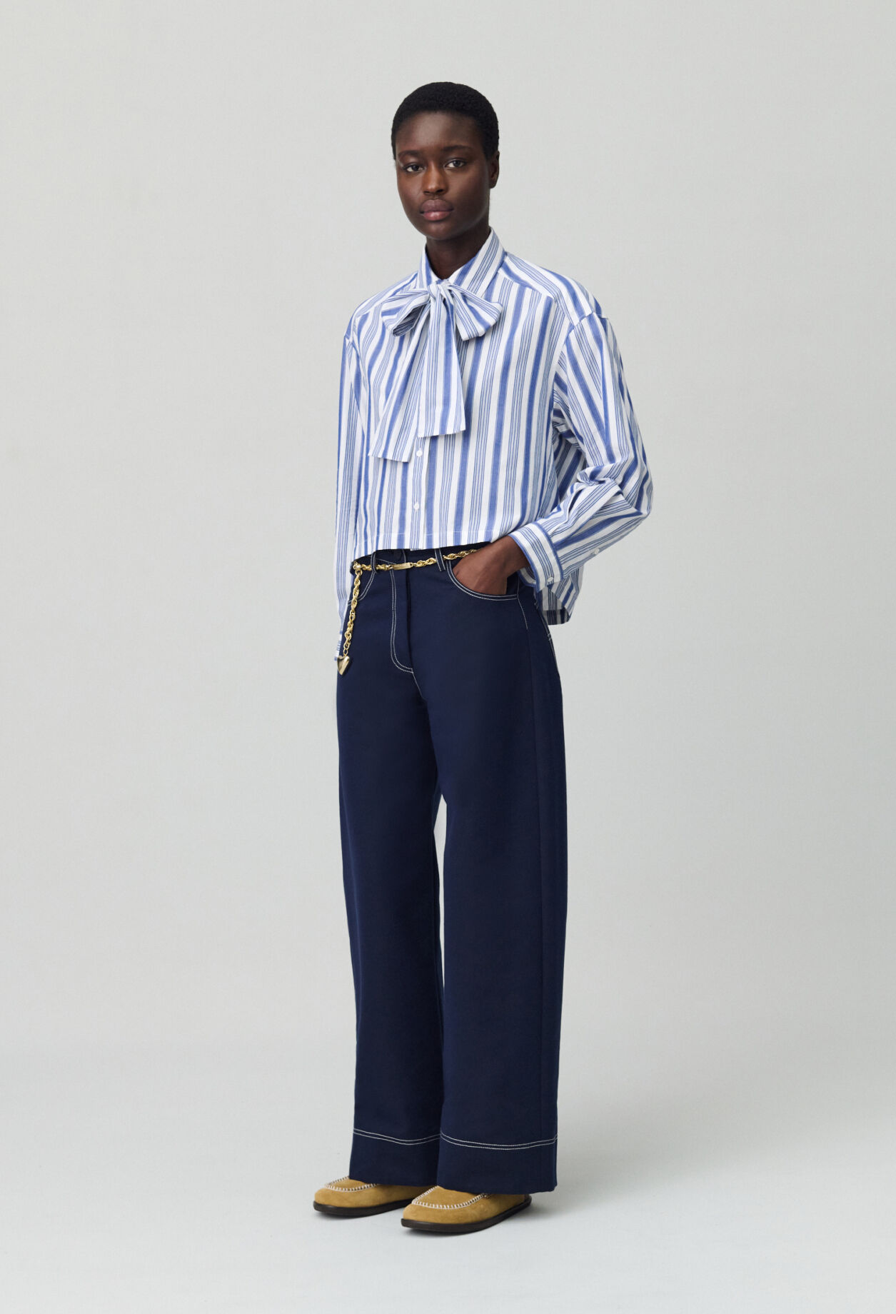 Chemise rayures col noeud