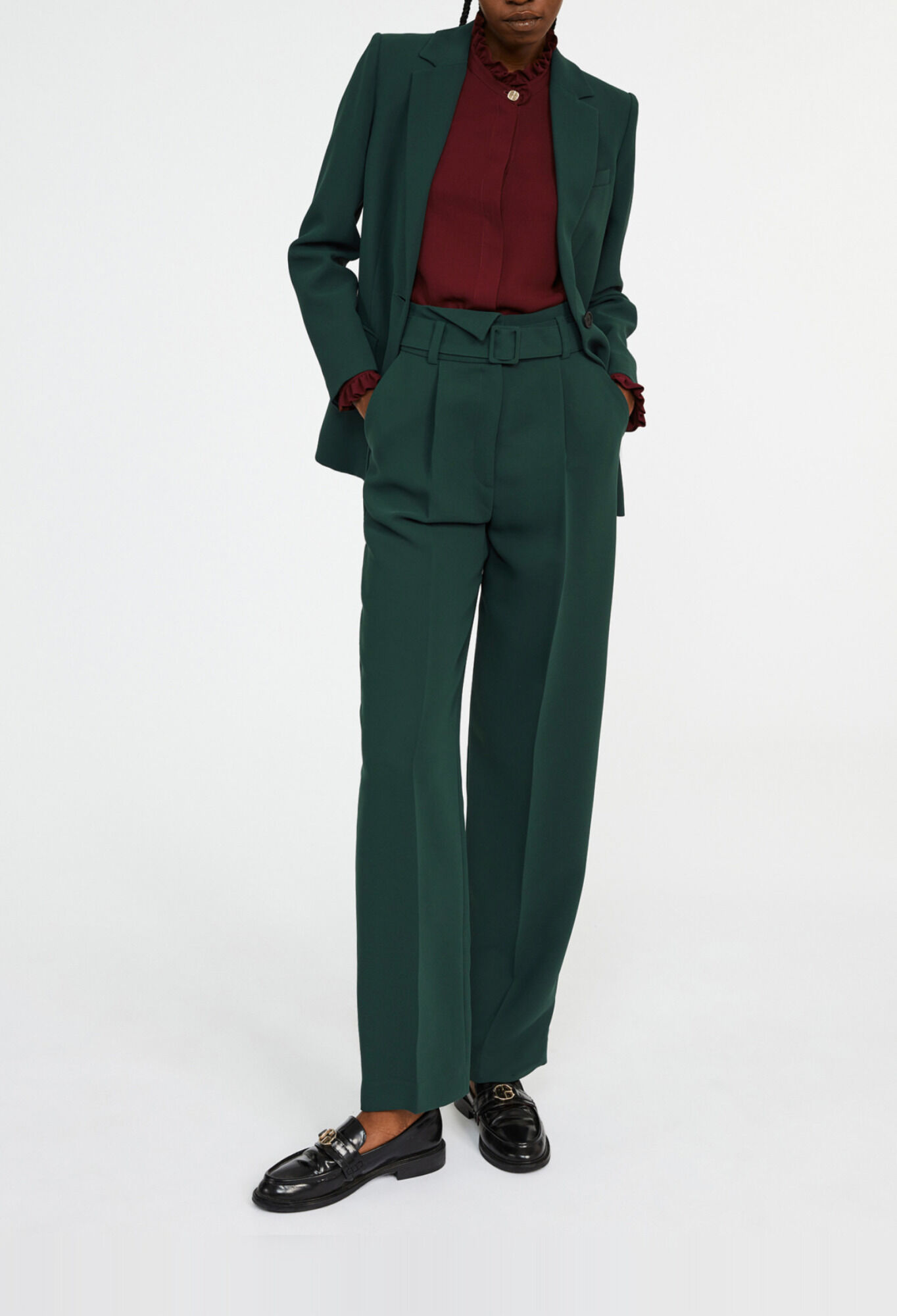 Veste vert foret tailleur cintree