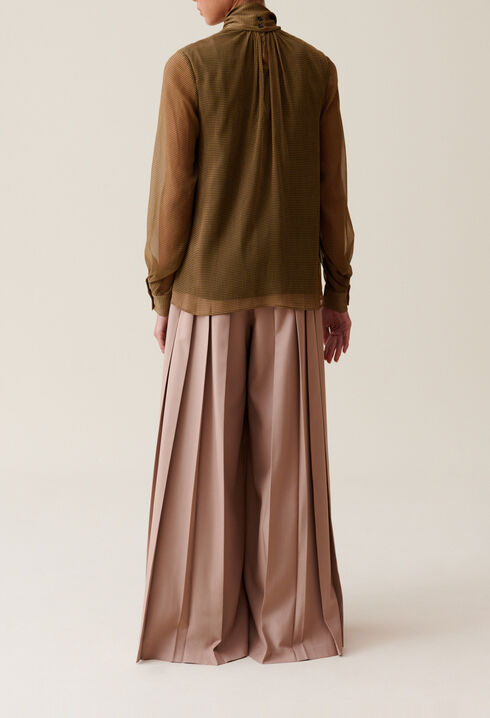 Blouse lavalli&egrave;re carreaux fluide