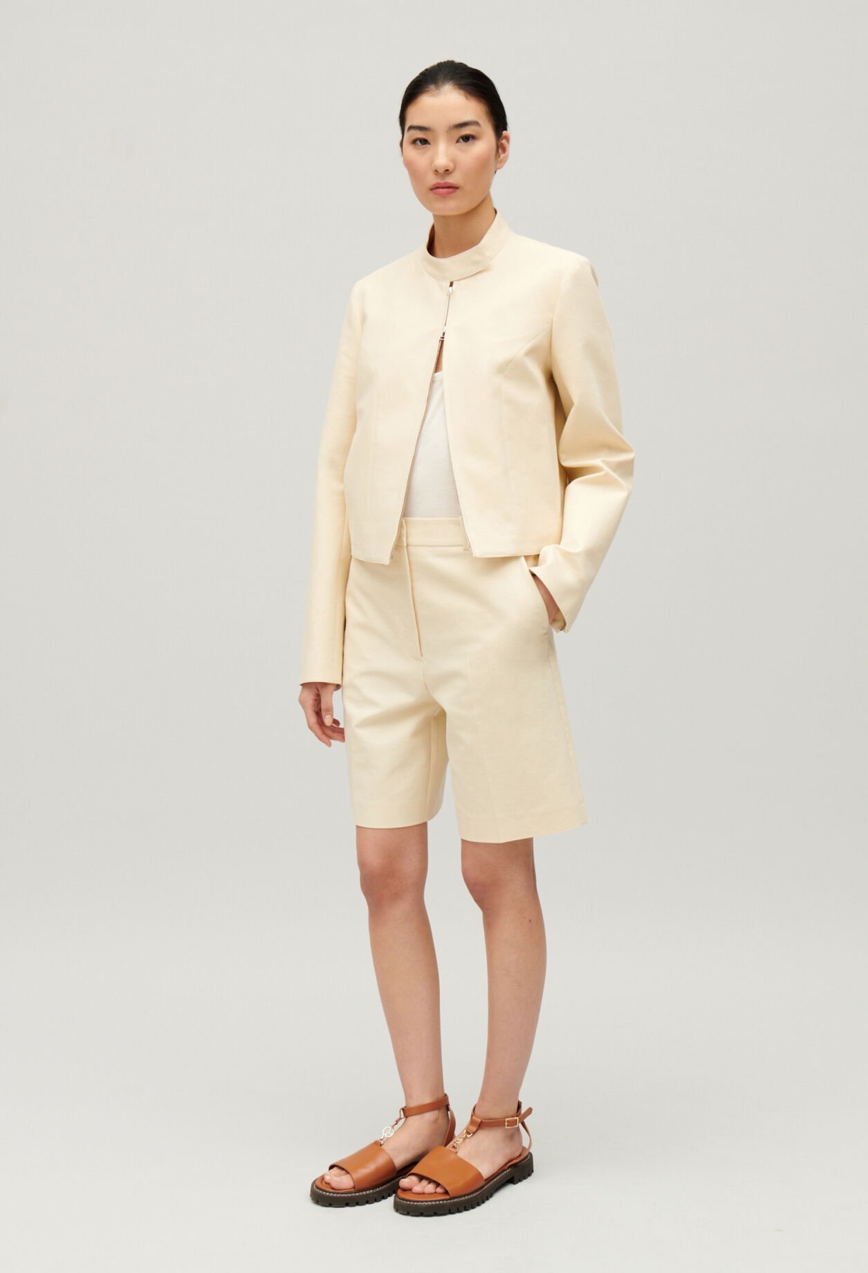 Bermuda coton beige clair