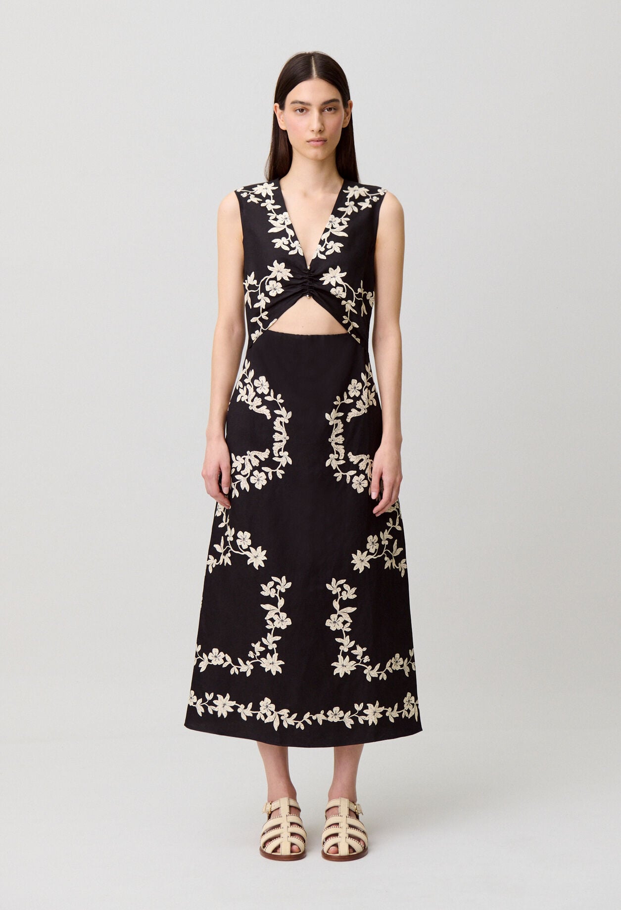 Robe imprim&eacute; floral mi-longue