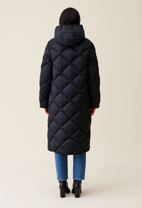 Doudoune longue capuche matelassée