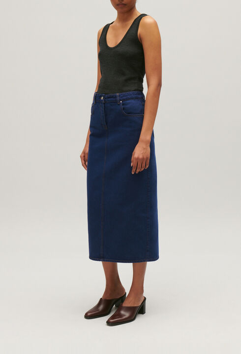 Jupe midi jean bleu