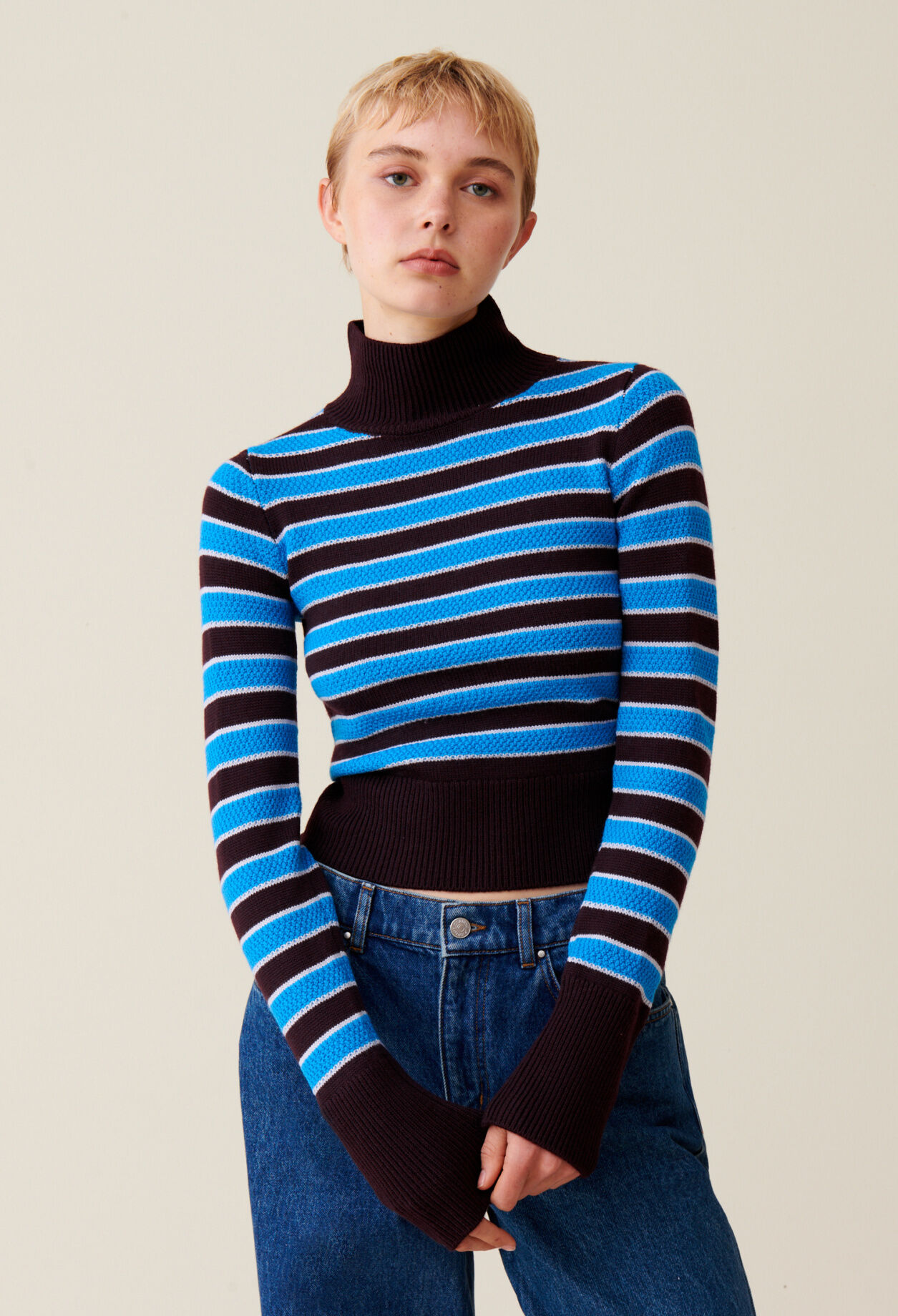 Pull marinière col montant femme deals