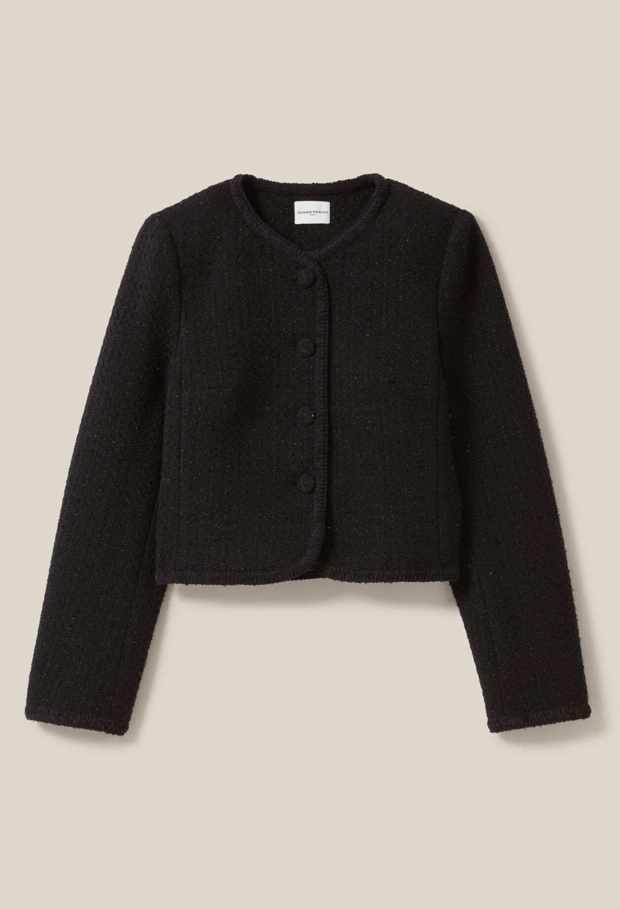 Veste droite noire tweed
