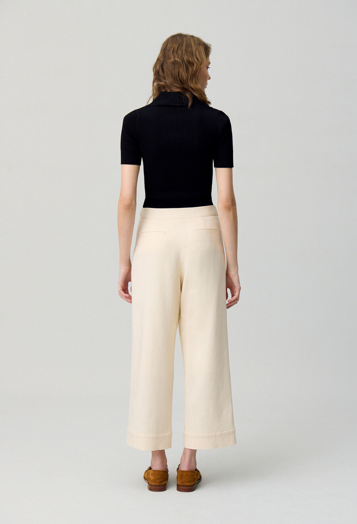 Pantalon droit &agrave; pont