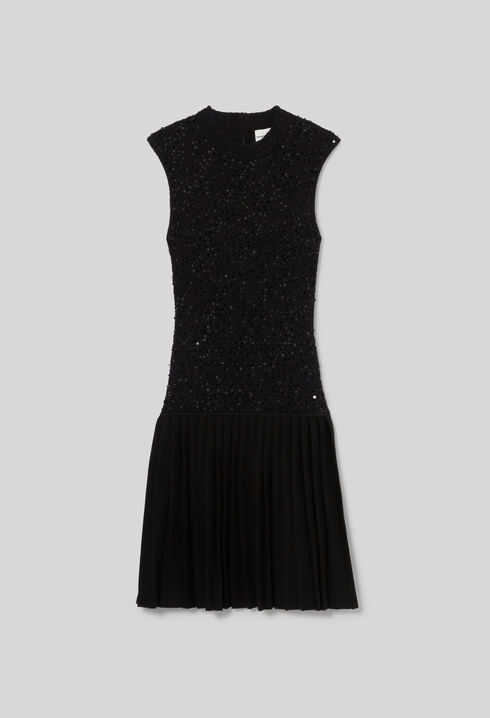 Robe courte ajust&eacute;e maille sequins