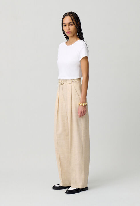 Pantalon large taille haute