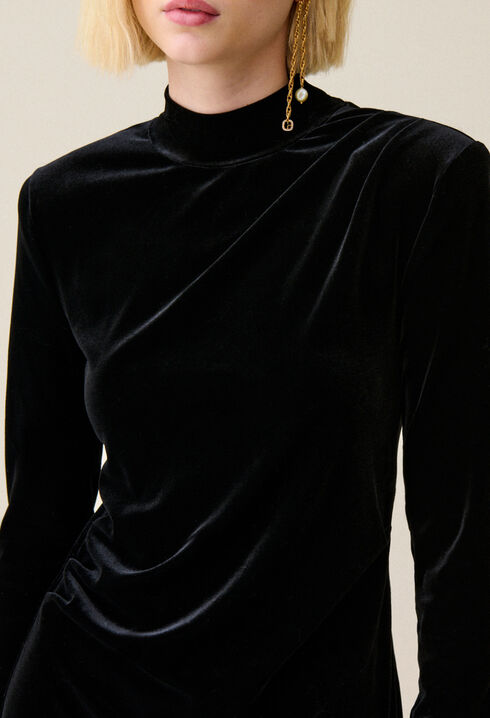 Robe longue cintr&eacute;e velours noir