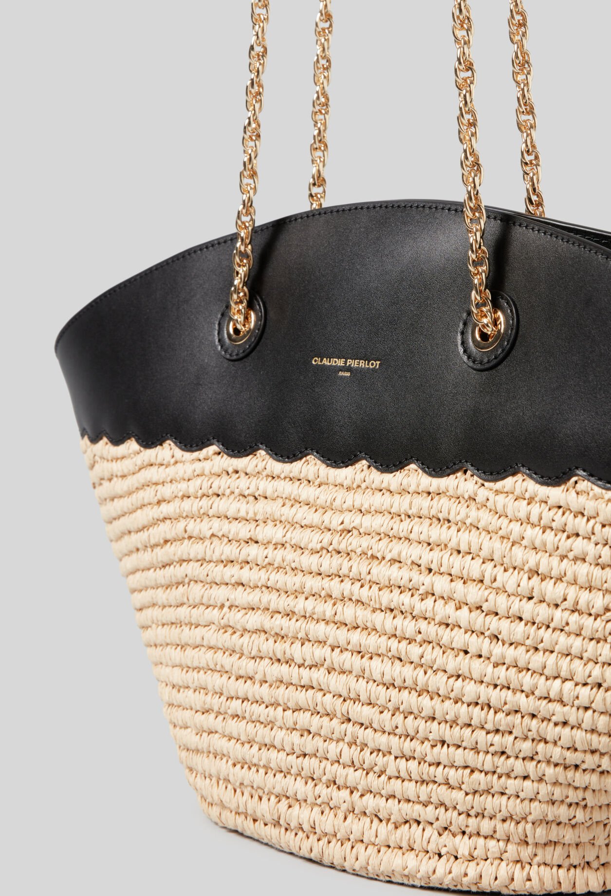 Sac panier tressé et cuir