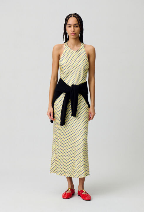Robe longue satinée