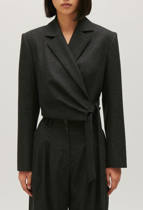 Veste tailleur courte gris chiné