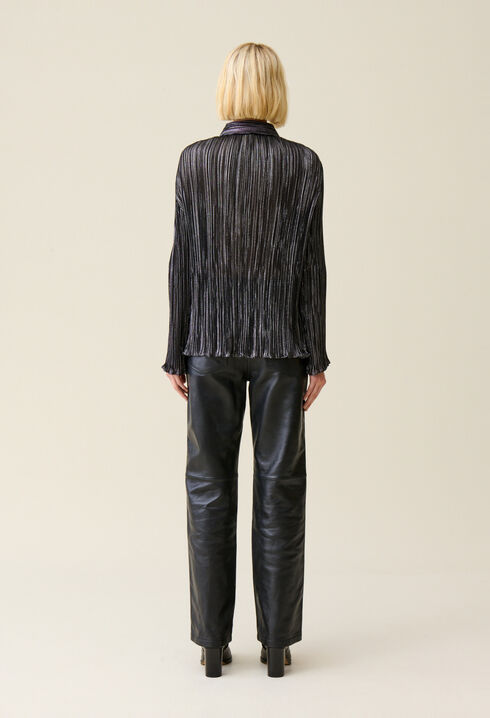 Blouse pliss&eacute;e fluide argent&eacute;e
