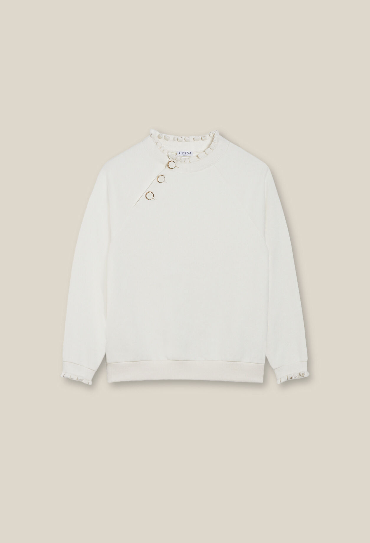 Sweatshirt Tape col boutonné ivoire