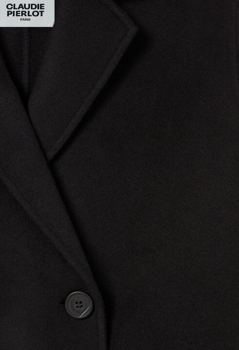 Manteau noir droit mi-long 