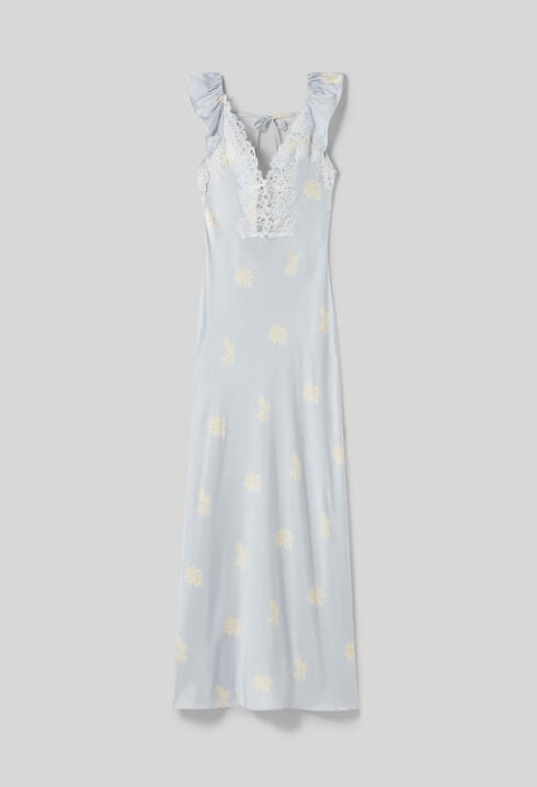 Robe satin fleurs