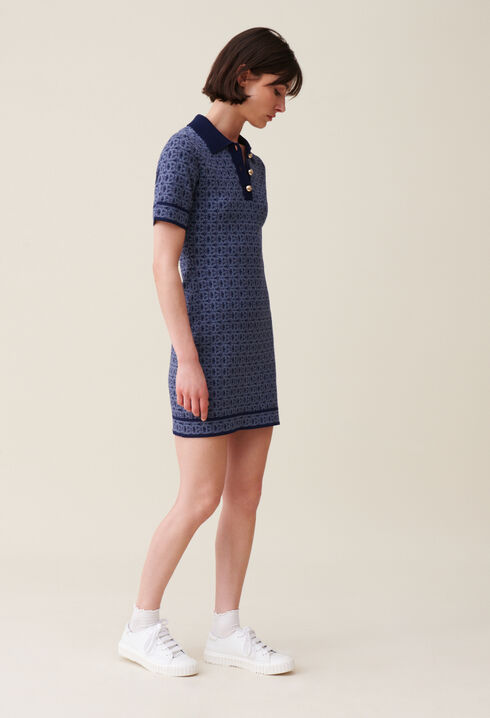 Robe courte monogramme marine