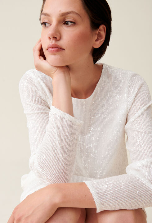 Robe courte Rififi sequins écrue