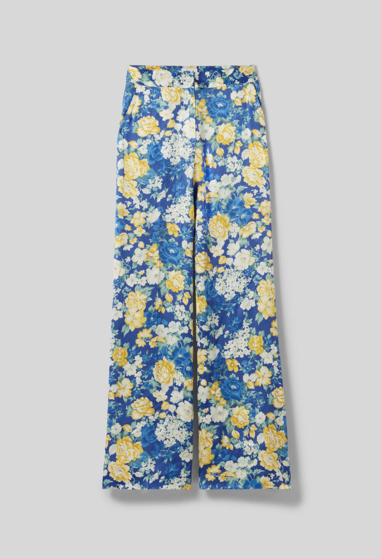 Pantalon droit large à fleurs