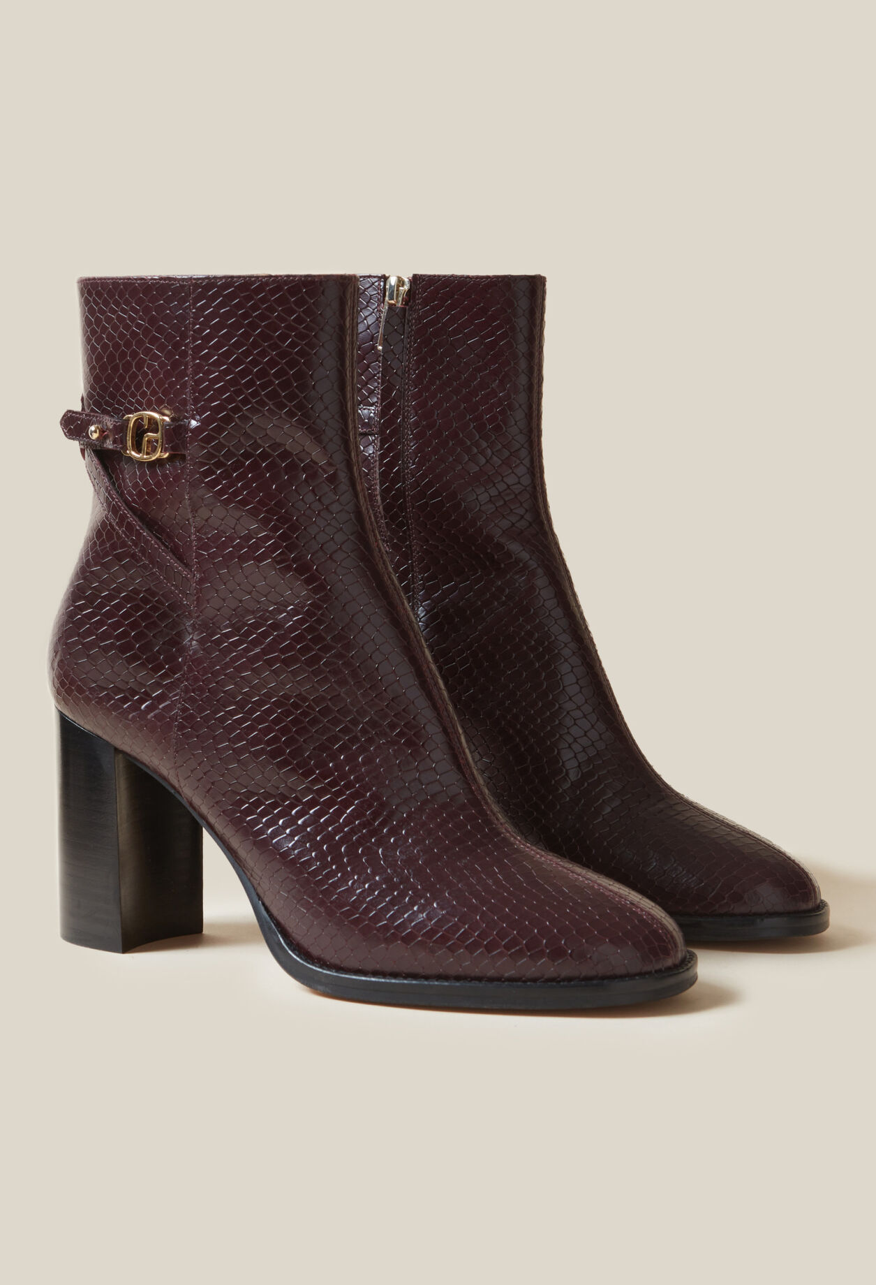 Bottines effet serpent cuir vernis