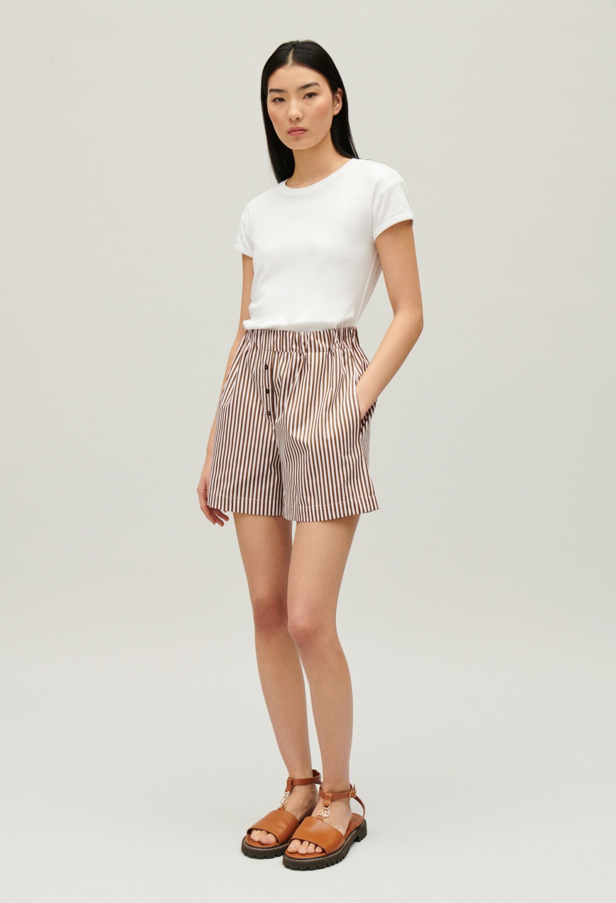 Short rayures bronze