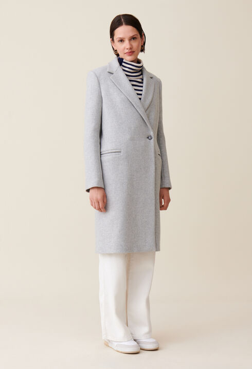 Manteau mi-long tailleur gris clair