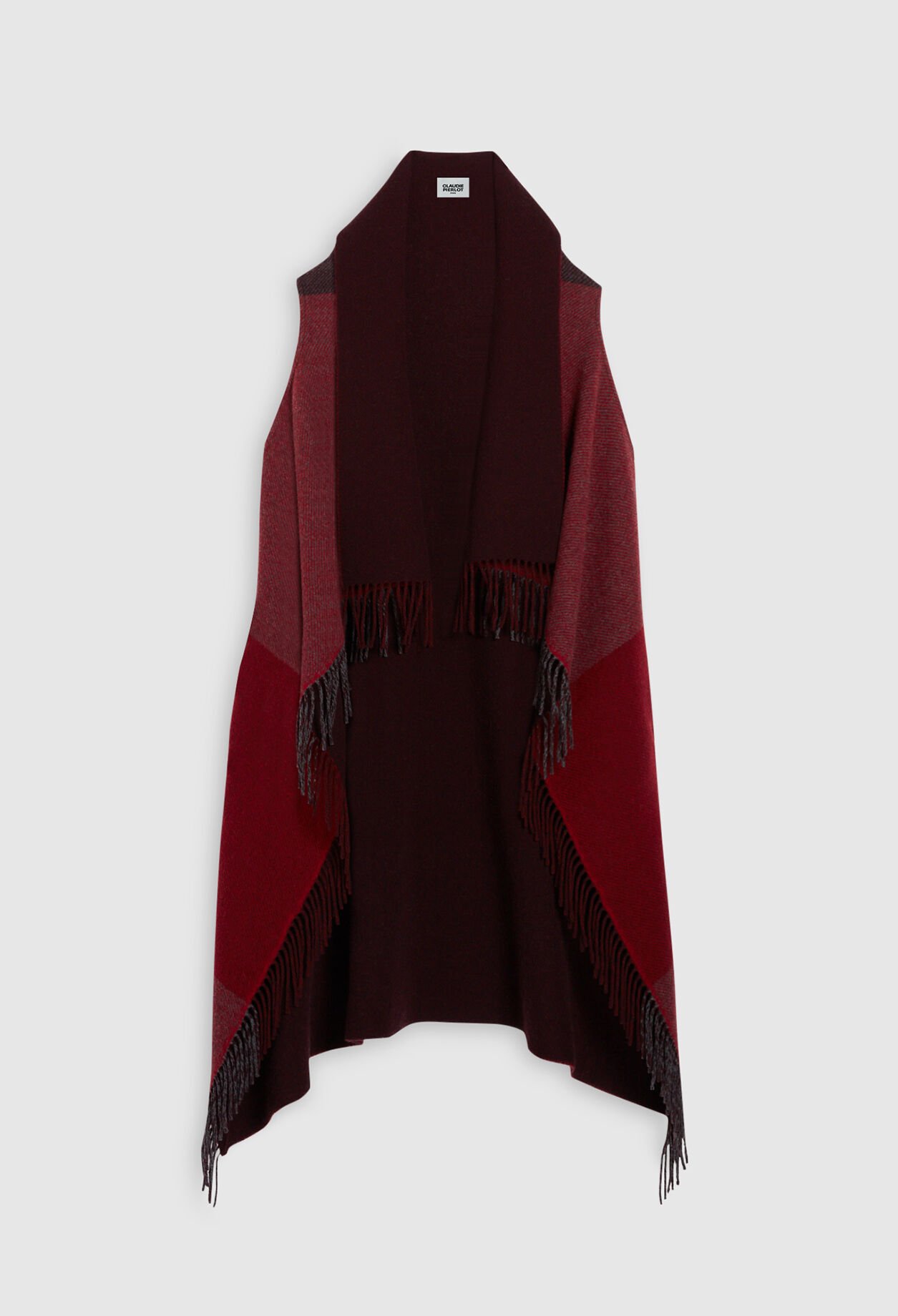 Poncho bordeaux laine