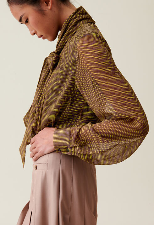 Blouse lavallière carreaux fluide