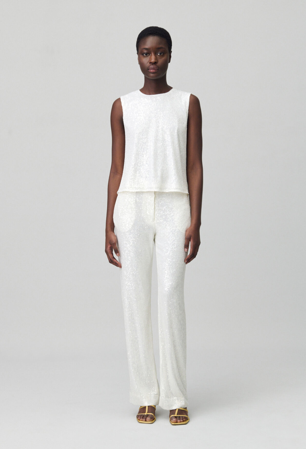 Pantalon à sequins blanc
