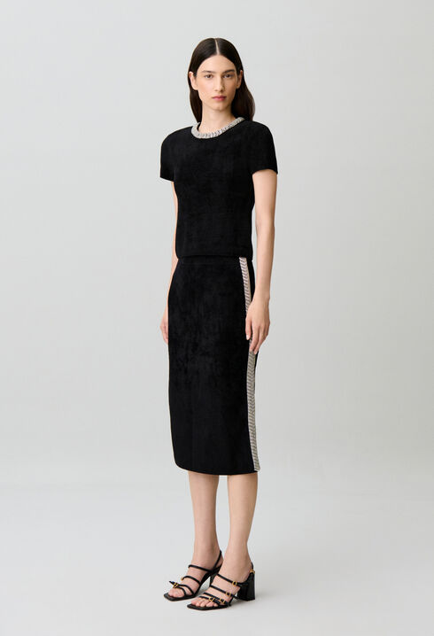 Top court maille effet velours