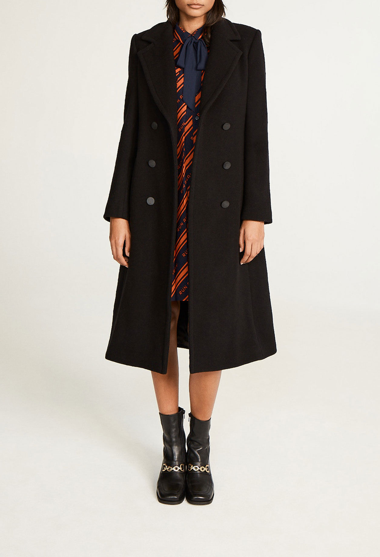 Manteau noir en laine et cachemire