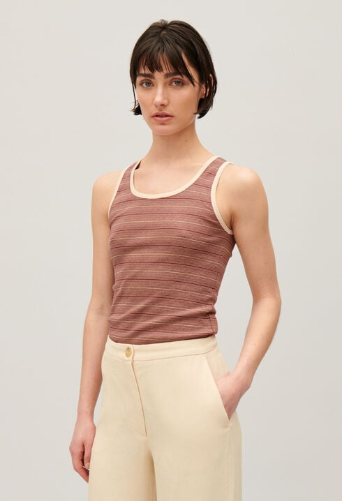 Débardeur rayures marron