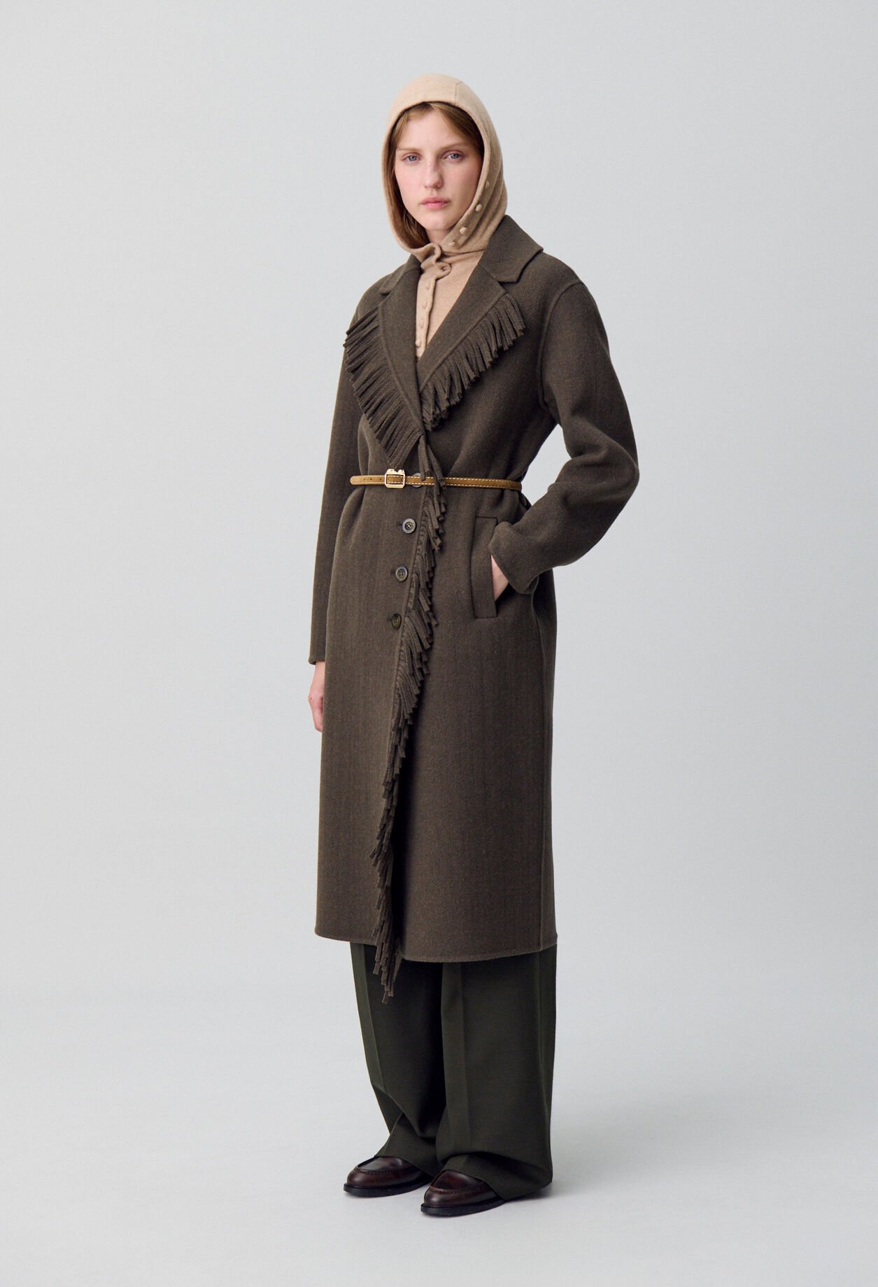 Manteau long franges