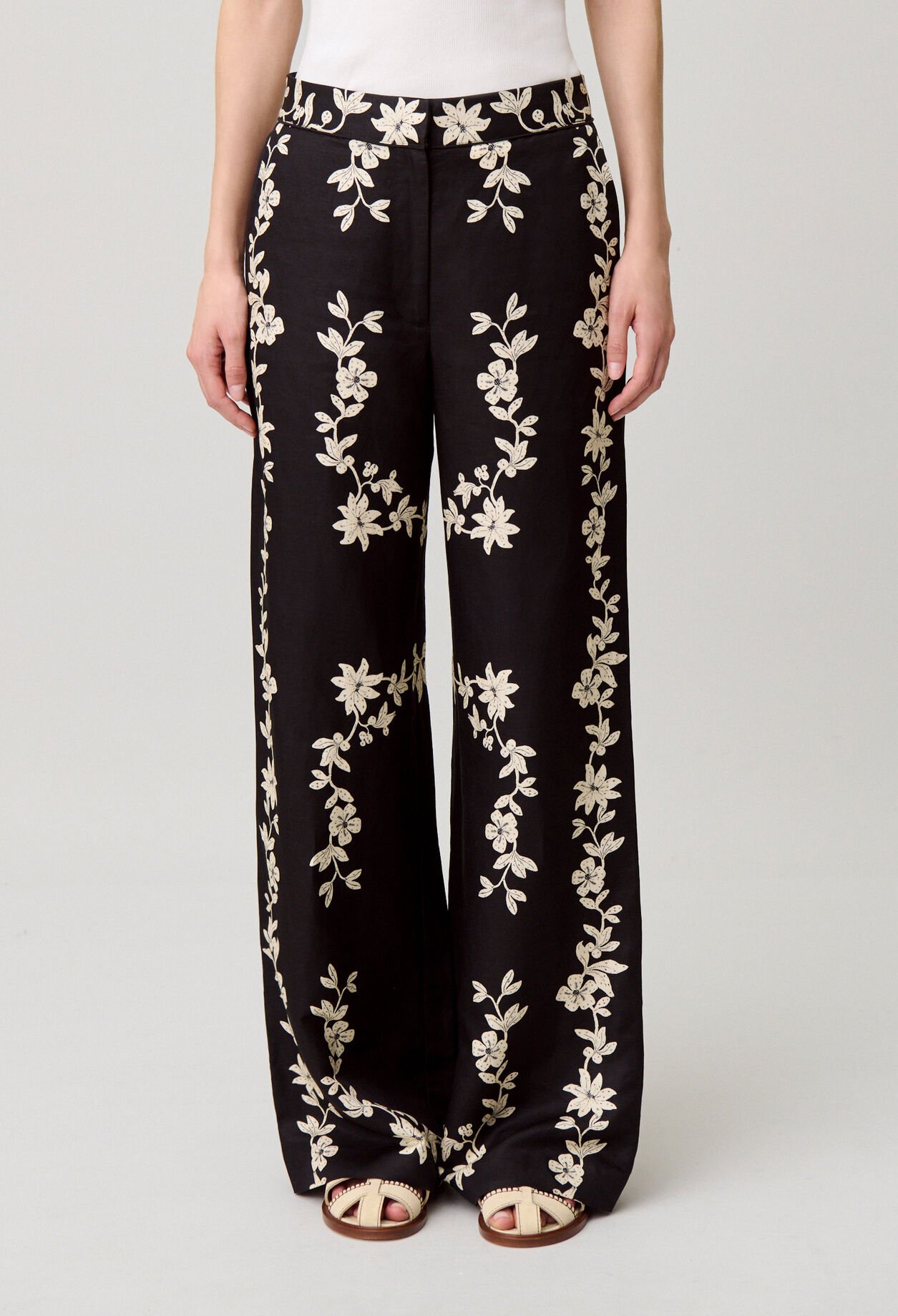 Pantalon large fleurs