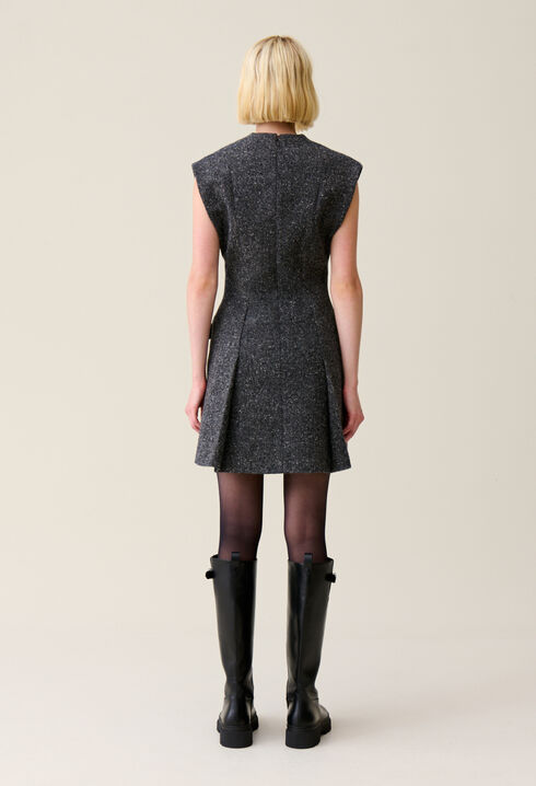 Robe grise cintrée tailleur tweed
